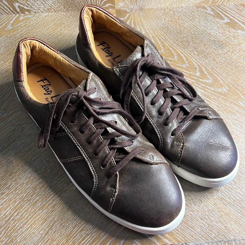 FLAG LTD. NAPPA GLOVE Brown Leather Sneakers 9.5